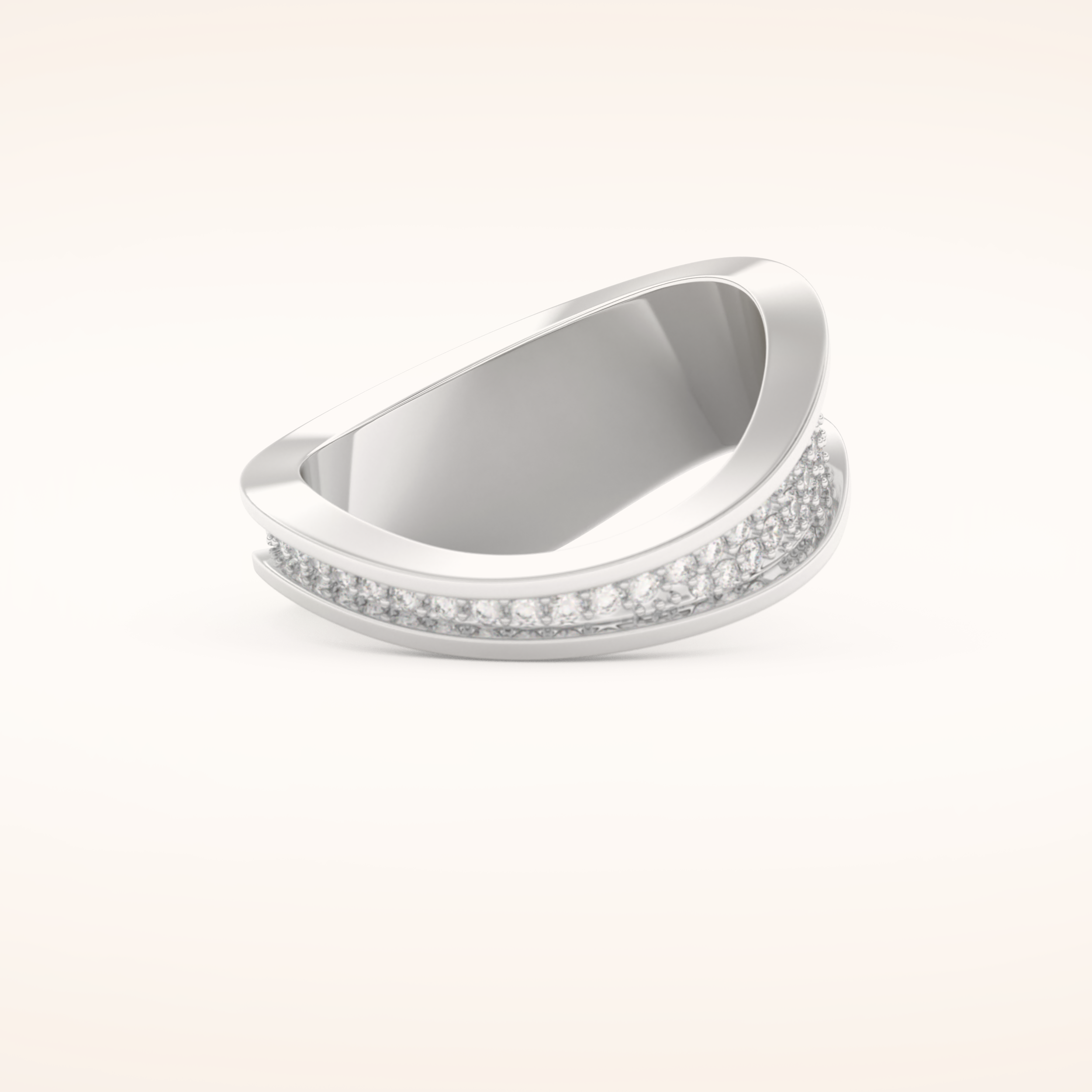 0.574 TCW Round Shaped Moissanite Multi Stone Curved Wedding Band