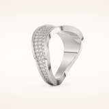 0.574 TCW Round Shaped Moissanite Multi Stone Curved Wedding Band