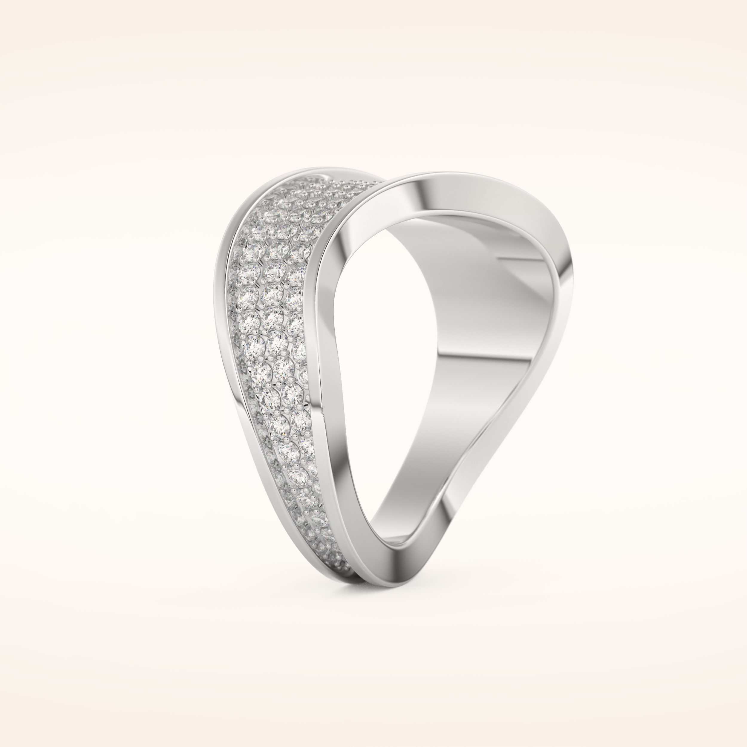 0.574 TCW Round Shaped Moissanite Multi Stone Curved Wedding Band