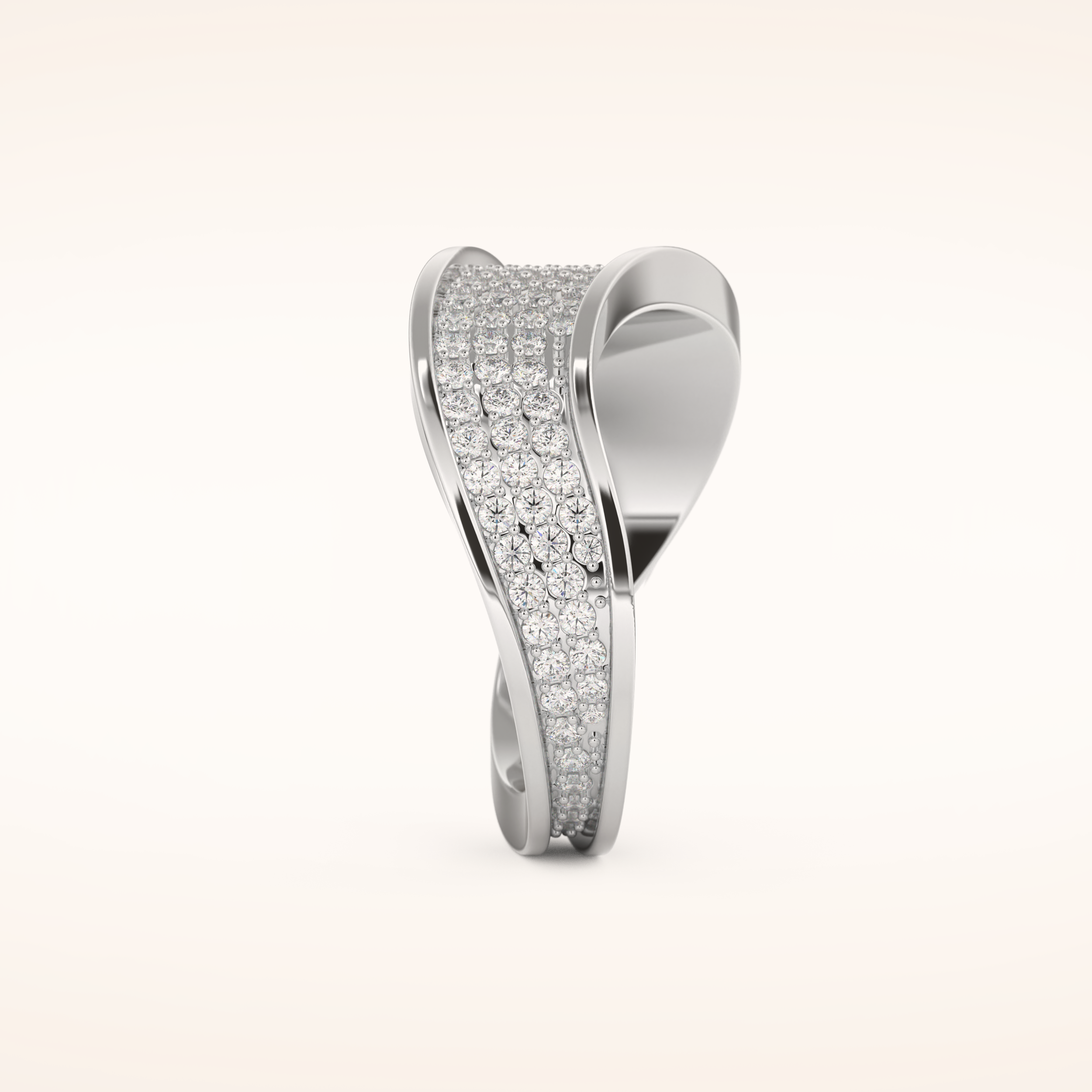 0.574 TCW Round Shaped Moissanite Multi Stone Curved Wedding Band