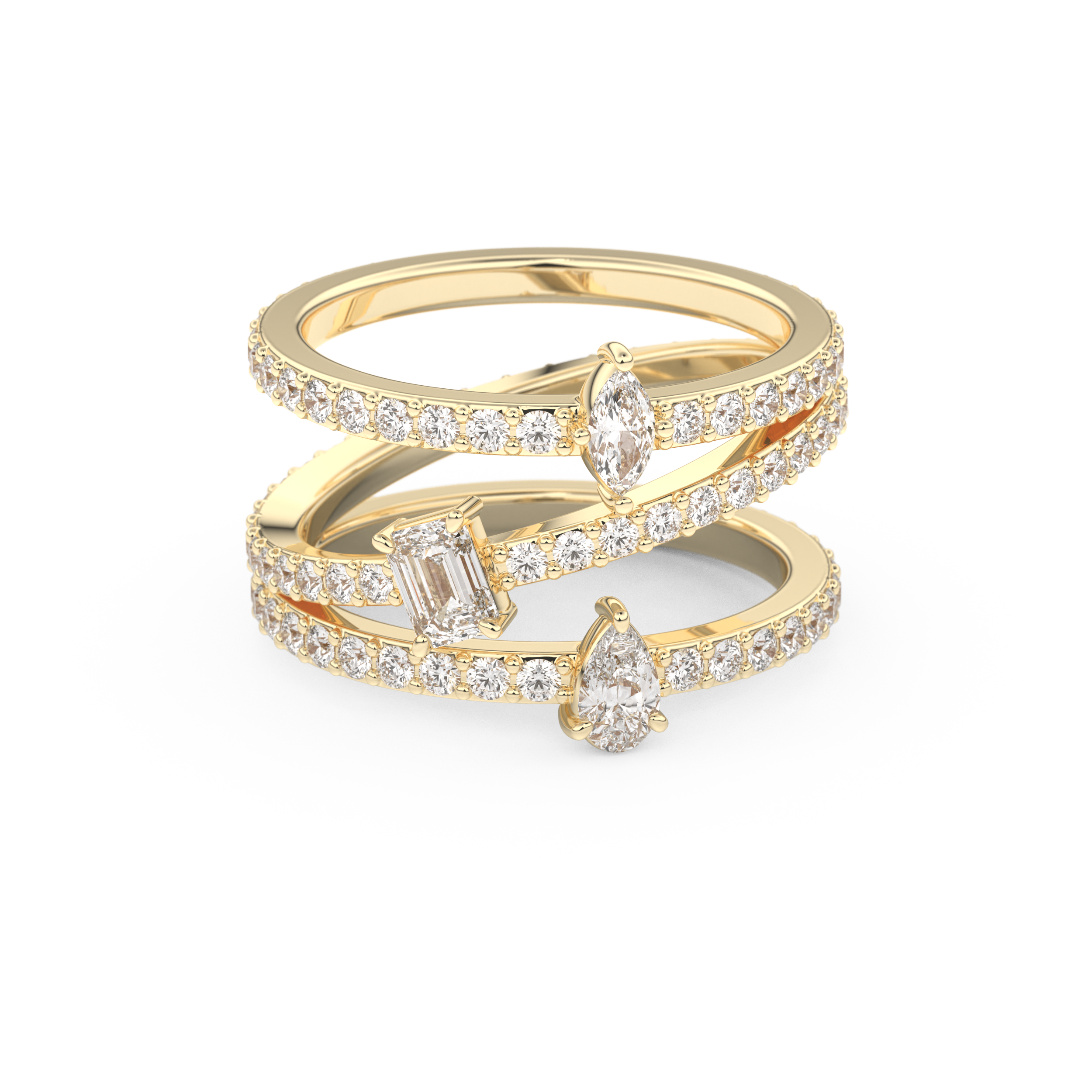 1.73 TCW Emerald, Marquise, Pear & Round Lab Grown Diamond Wedding Band