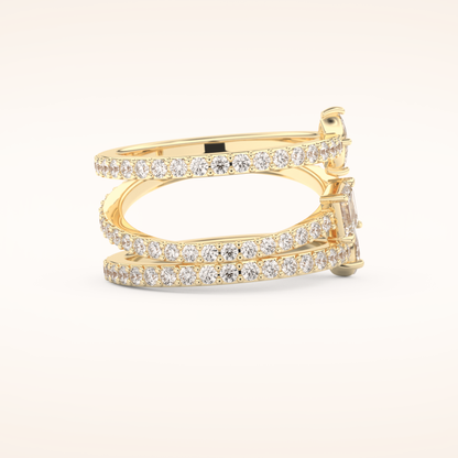 1.73 TCW Emerald, Marquise, Pear & Round Shaped Moissanite Triple Shank Wedding Band