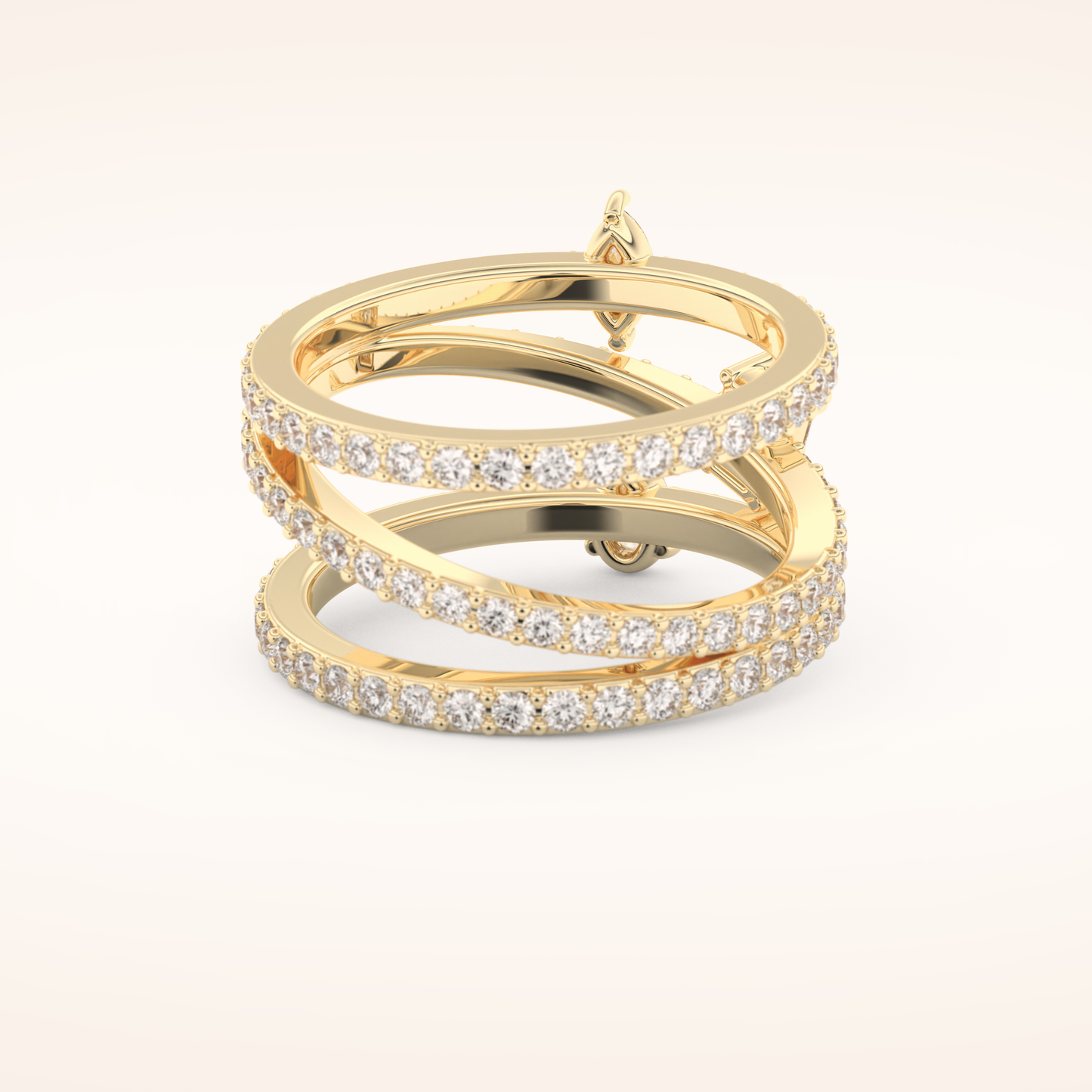 1.73 TCW Emerald, Marquise, Pear & Round Shaped Moissanite Triple Shank Wedding Band