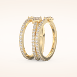 1.73 TCW Emerald, Marquise, Pear & Round Shaped Moissanite Triple Shank Wedding Band