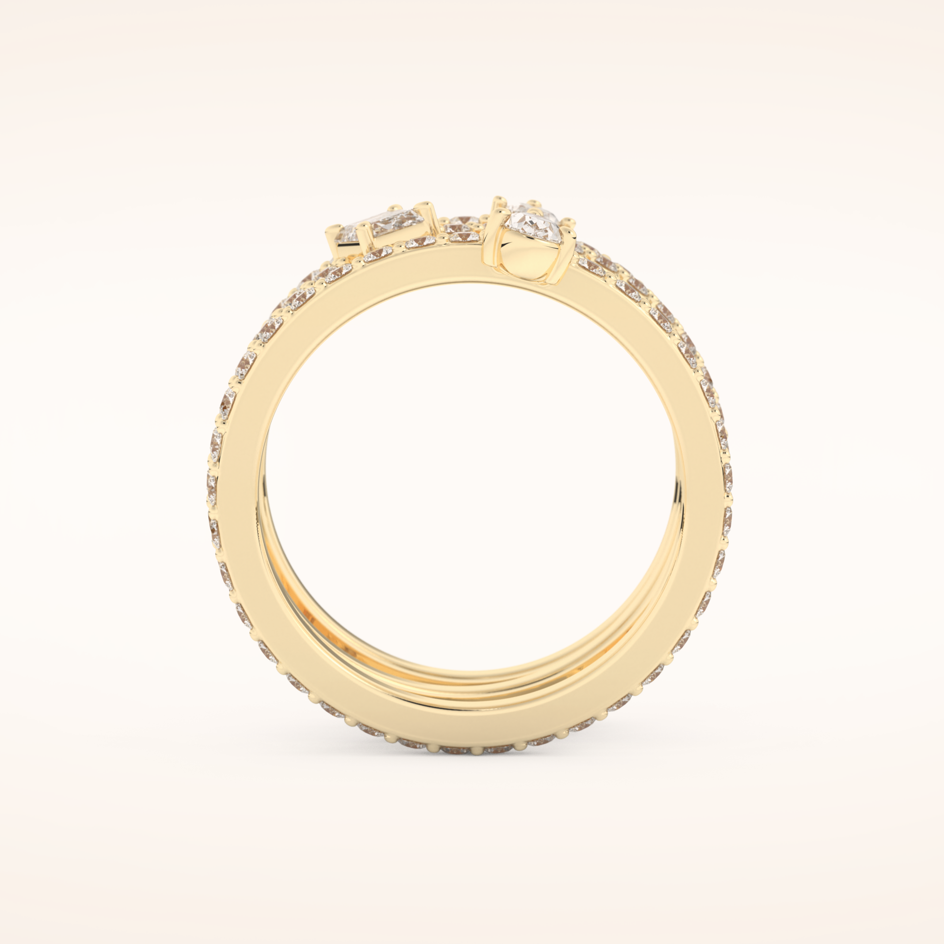 1.73 TCW Emerald, Marquise, Pear & Round Shaped Moissanite Triple Shank Wedding Band