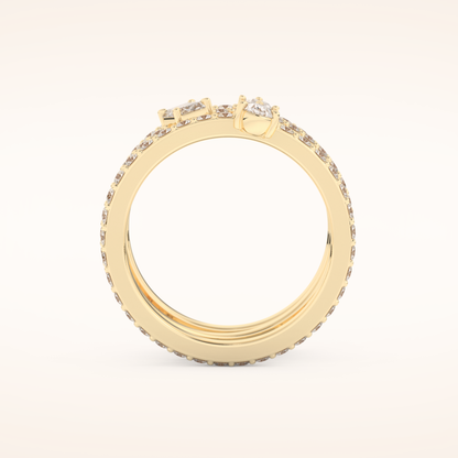 1.73 TCW Emerald, Marquise, Pear & Round Shaped Moissanite Triple Shank Wedding Band