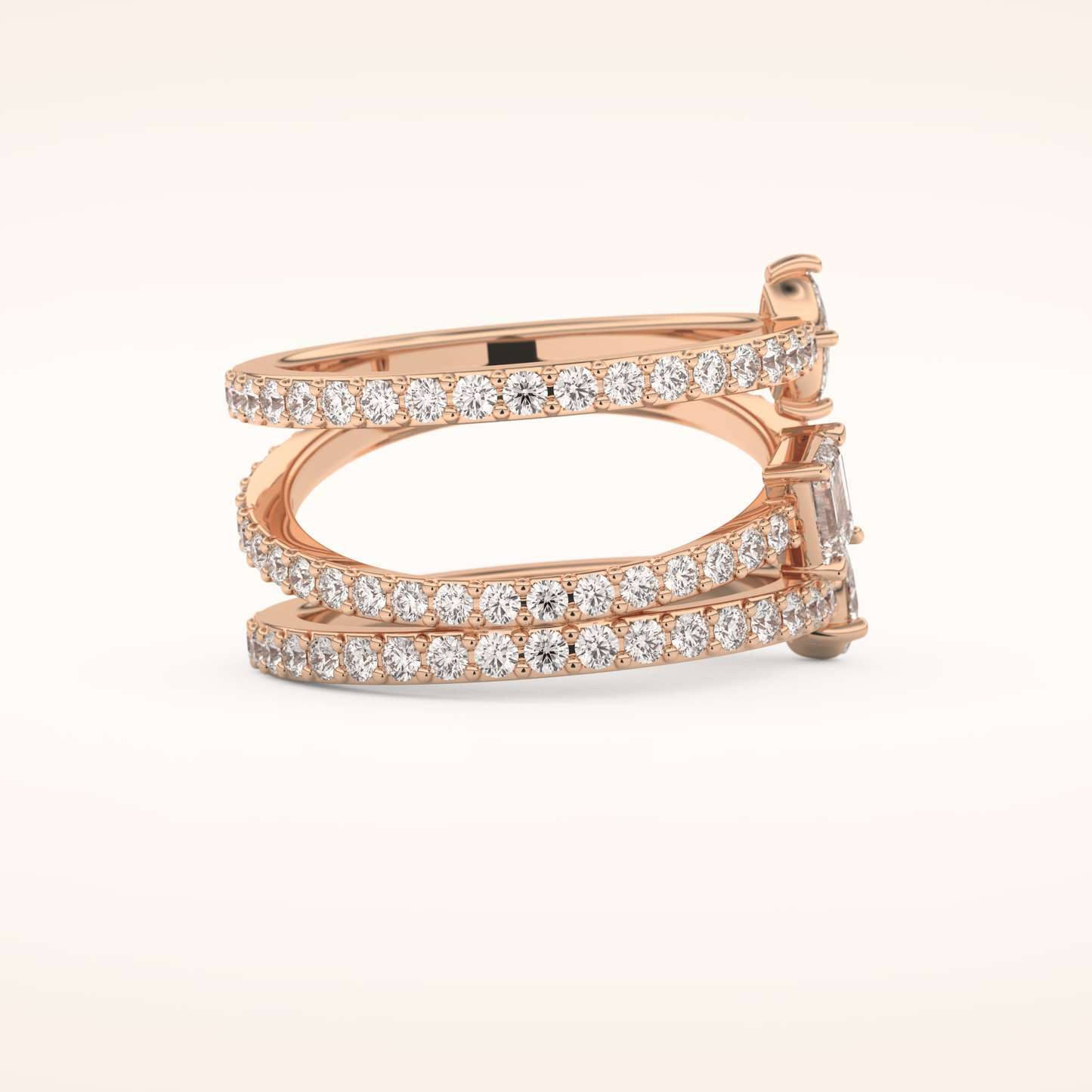 1.73 TCW Emerald, Marquise, Pear & Round Shaped Moissanite Triple Shank Wedding Band