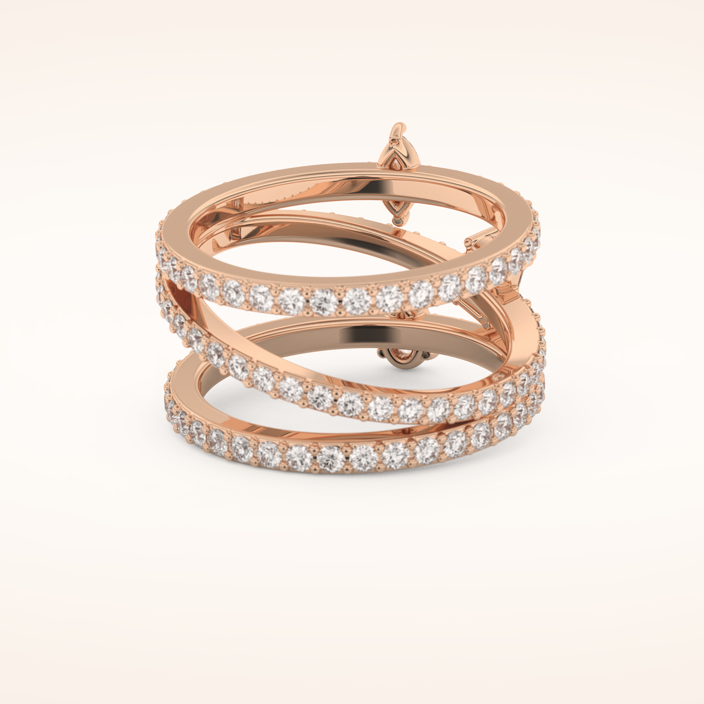 1.73 TCW Emerald, Marquise, Pear & Round Shaped Moissanite Triple Shank Wedding Band