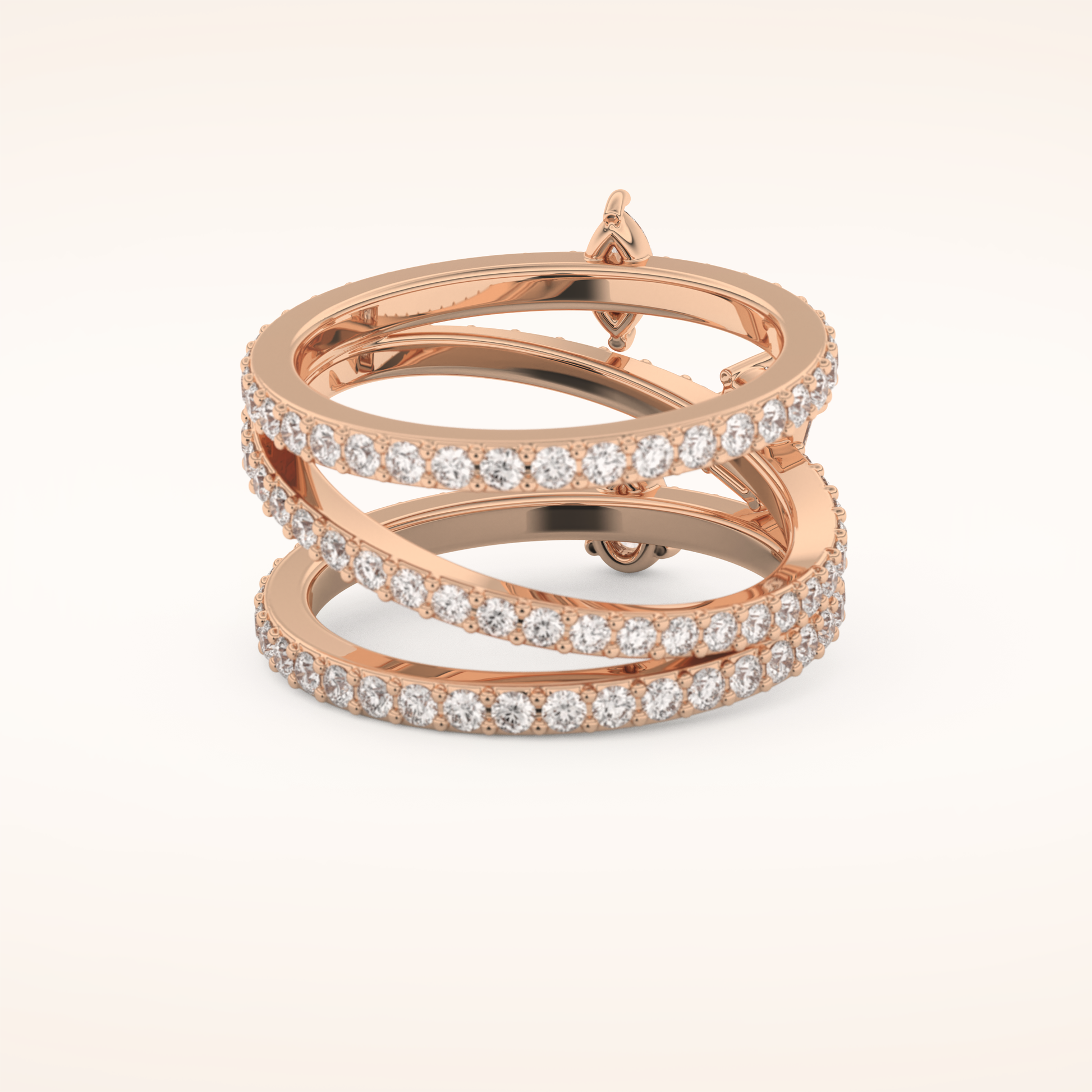 1.73 TCW Emerald, Marquise, Pear & Round Shaped Moissanite Triple Shank Wedding Band