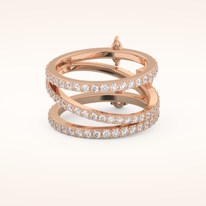 1.73 TCW Emerald, Marquise, Pear & Round Shaped Moissanite Triple Shank Wedding Band