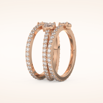 1.73 TCW Emerald, Marquise, Pear & Round Shaped Moissanite Triple Shank Wedding Band