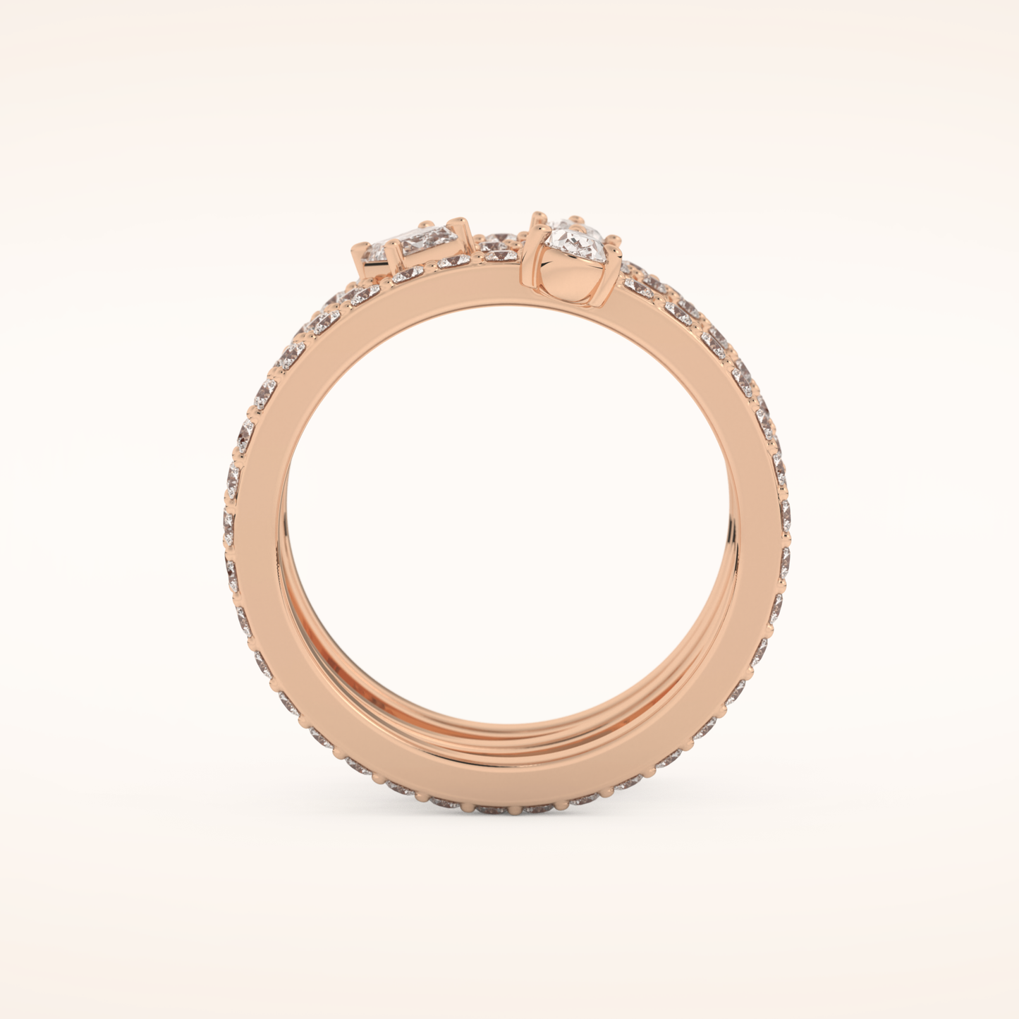 1.73 TCW Emerald, Marquise, Pear & Round Shaped Moissanite Triple Shank Wedding Band