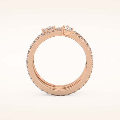 1.73 TCW Emerald, Marquise, Pear & Round Shaped Moissanite Triple Shank Wedding Band