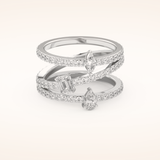 1.73 TCW Emerald, Marquise, Pear & Round Shaped Moissanite Triple Shank Wedding Band