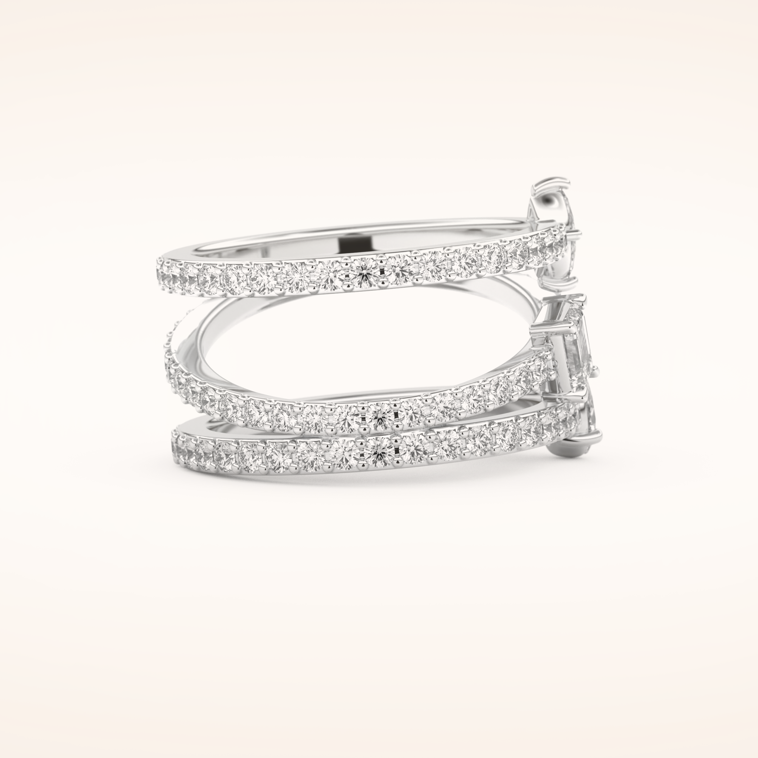 1.73 TCW Emerald, Marquise, Pear & Round Shaped Moissanite Triple Shank Wedding Band