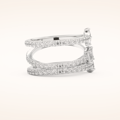 1.73 TCW Emerald, Marquise, Pear & Round Shaped Moissanite Triple Shank Wedding Band