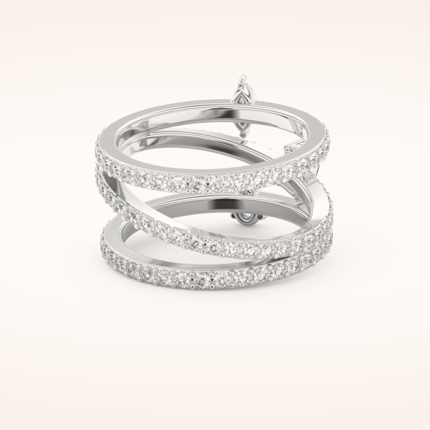 1.73 TCW Emerald, Marquise, Pear & Round Shaped Moissanite Triple Shank Wedding Band