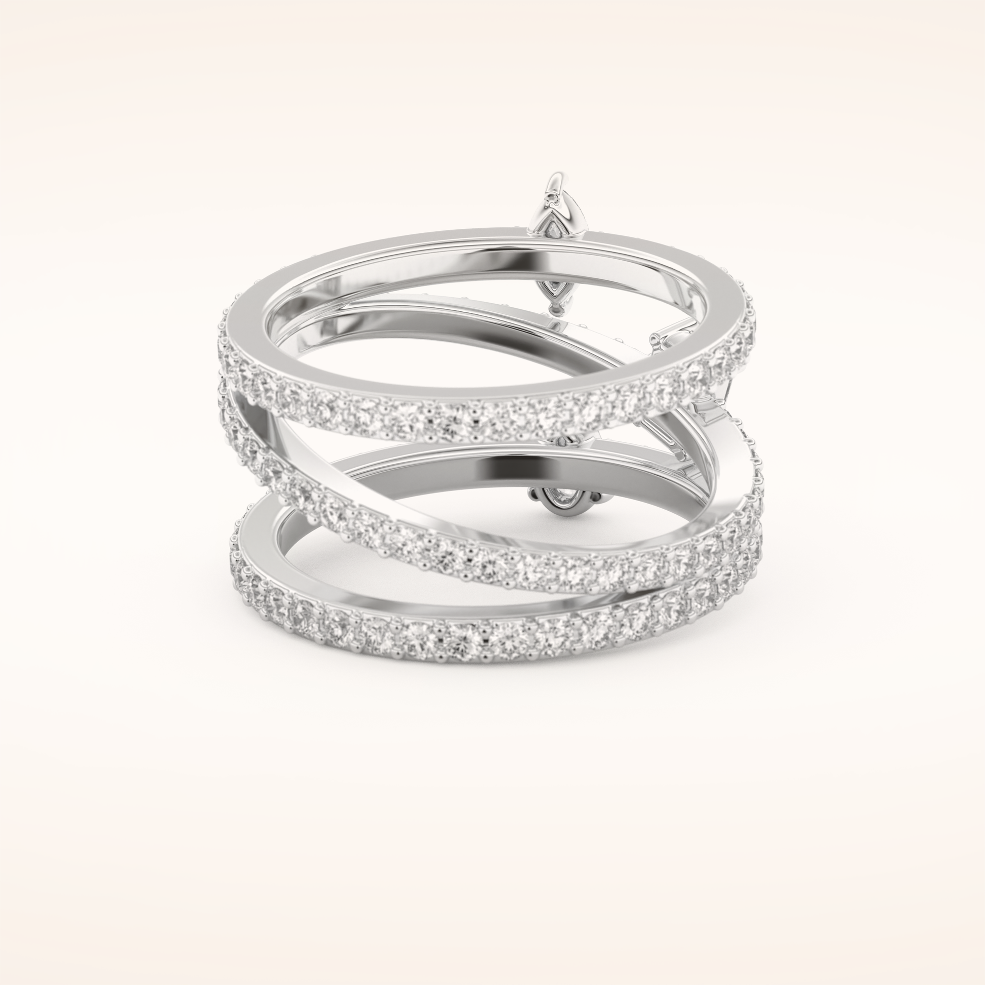 1.73 TCW Emerald, Marquise, Pear & Round Shaped Moissanite Triple Shank Wedding Band