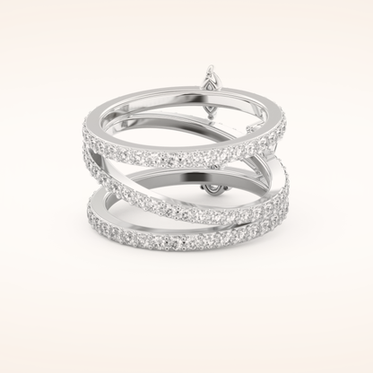 1.73 TCW Emerald, Marquise, Pear & Round Shaped Moissanite Triple Shank Wedding Band