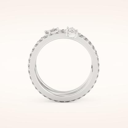 1.73 TCW Emerald, Marquise, Pear & Round Shaped Moissanite Triple Shank Wedding Band