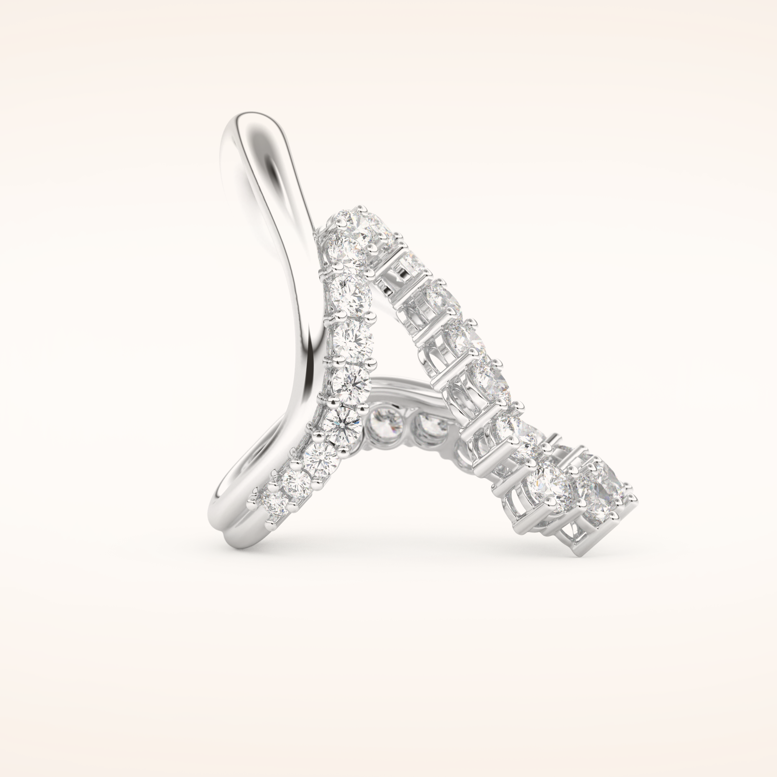 3.08 TCW Round Shaped Moissanite Multi Stone Curved Wedding Band