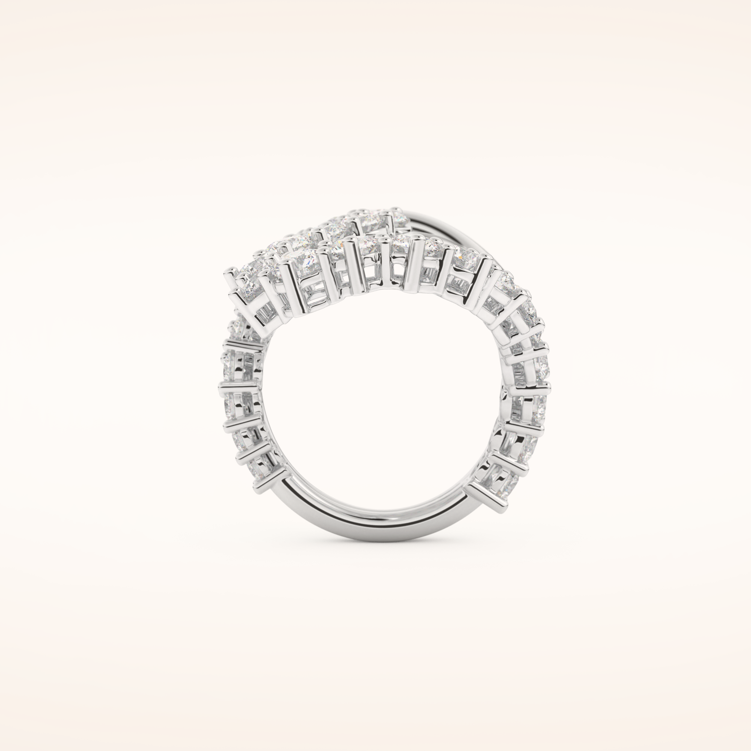 3.08 TCW Round Shaped Moissanite Multi Stone Curved Wedding Band