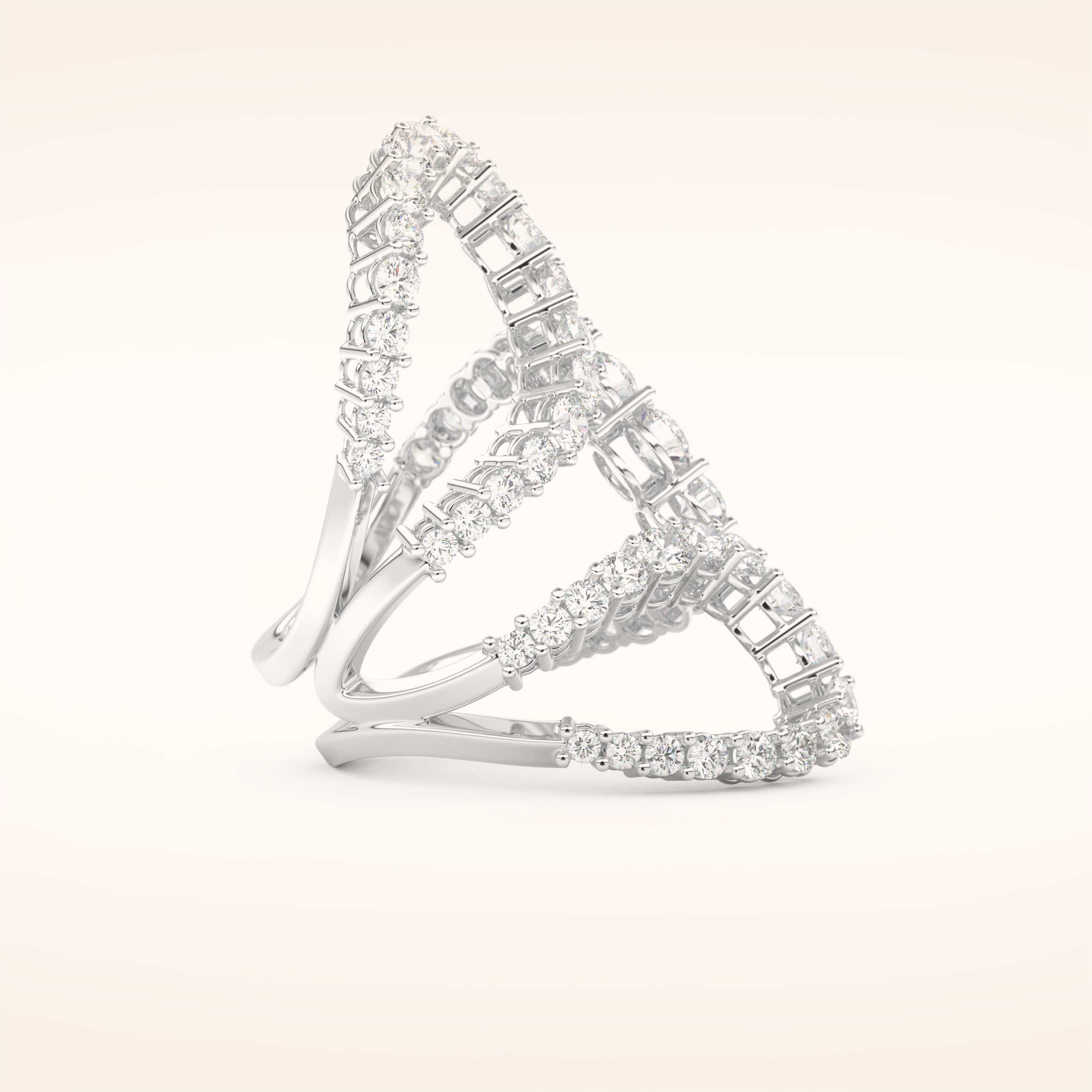 3.501 TCW Round Shaped Moissanite Multi Stone Curved Wedding Band