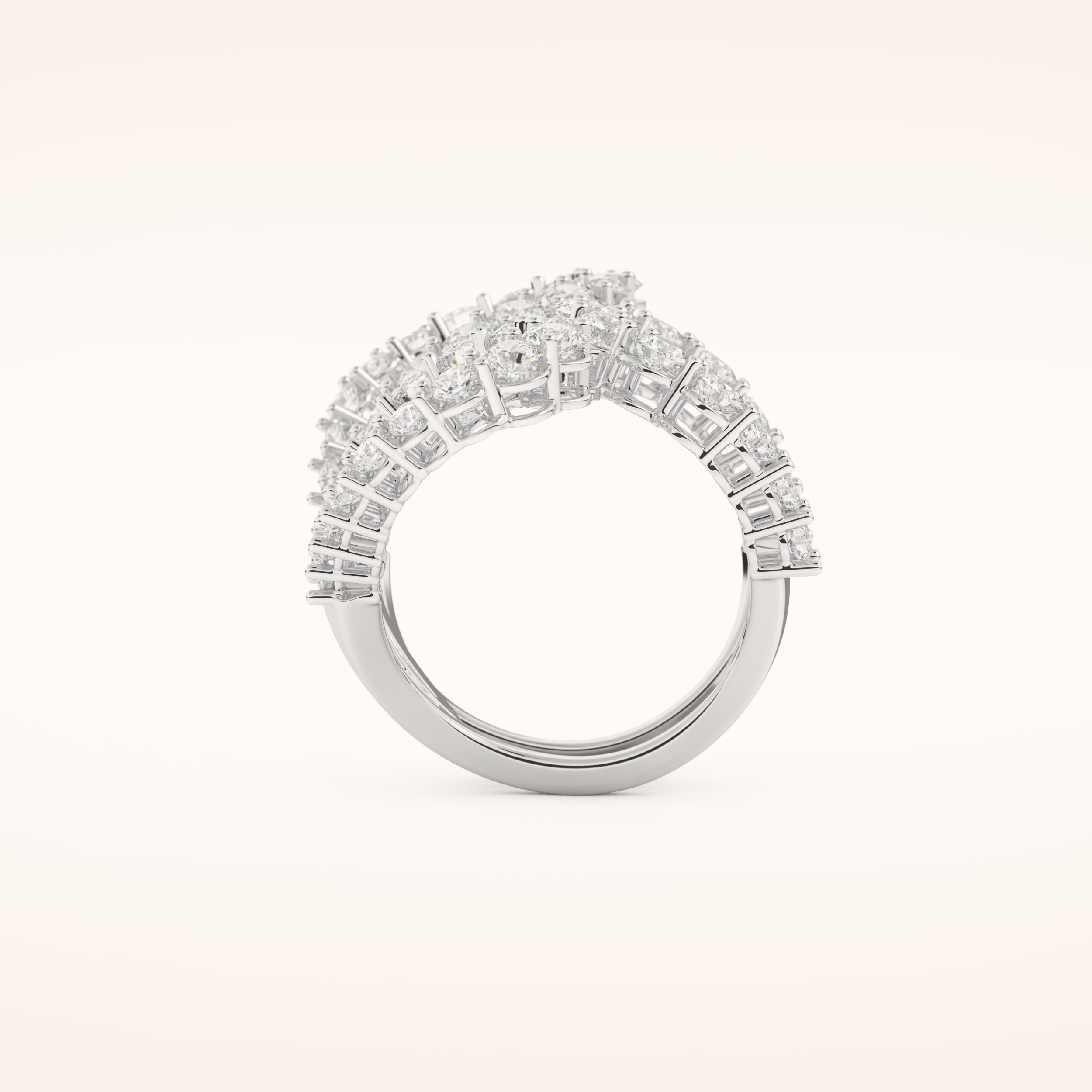 3.501 TCW Round Shaped Moissanite Multi Stone Curved Wedding Band