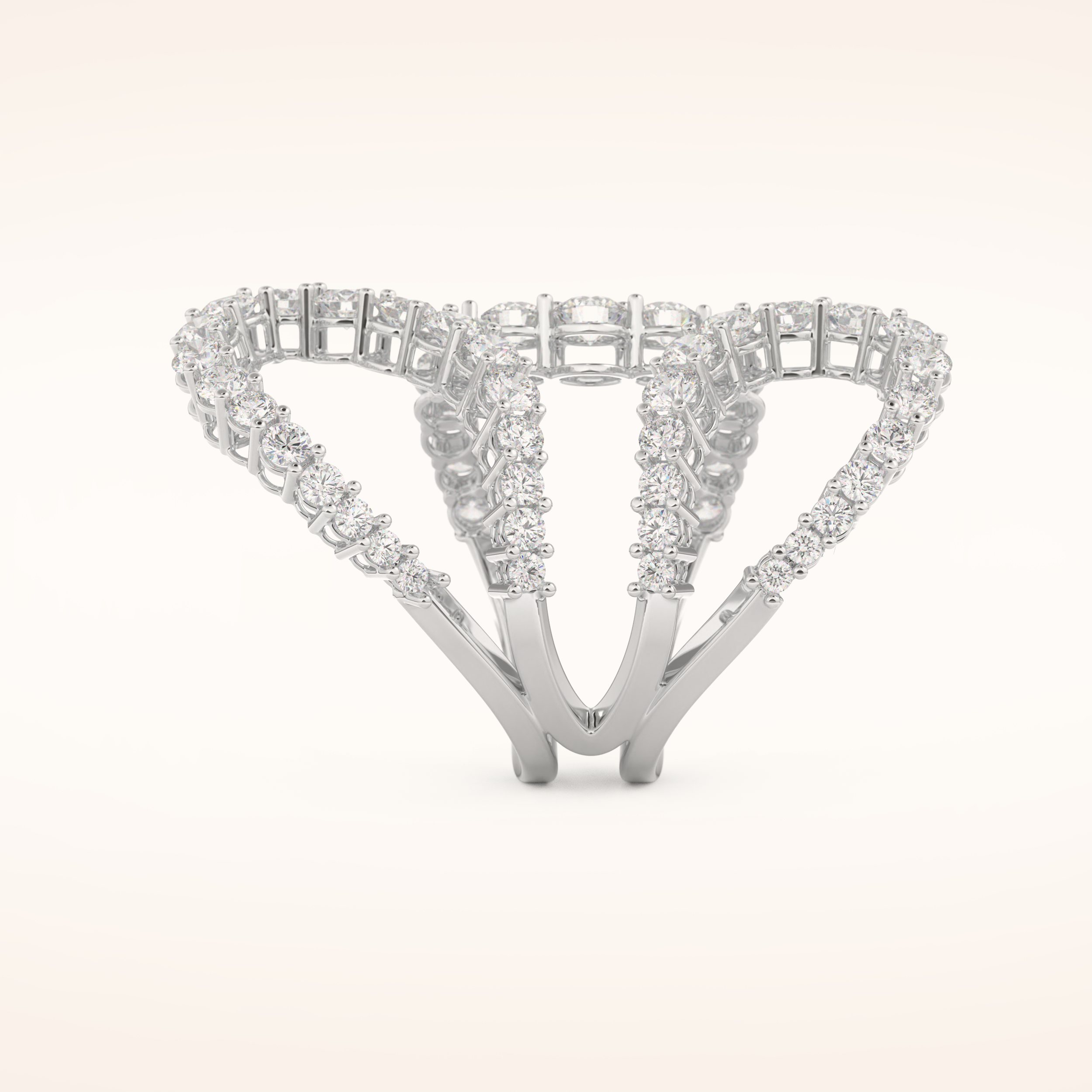 3.501 TCW Round Shaped Moissanite Multi Stone Curved Wedding Band