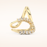 1.13 TCW Round Shaped Moissanite Multi Stone Curved Wedding Band