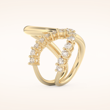 1.13 TCW Round Shaped Moissanite Multi Stone Curved Wedding Band