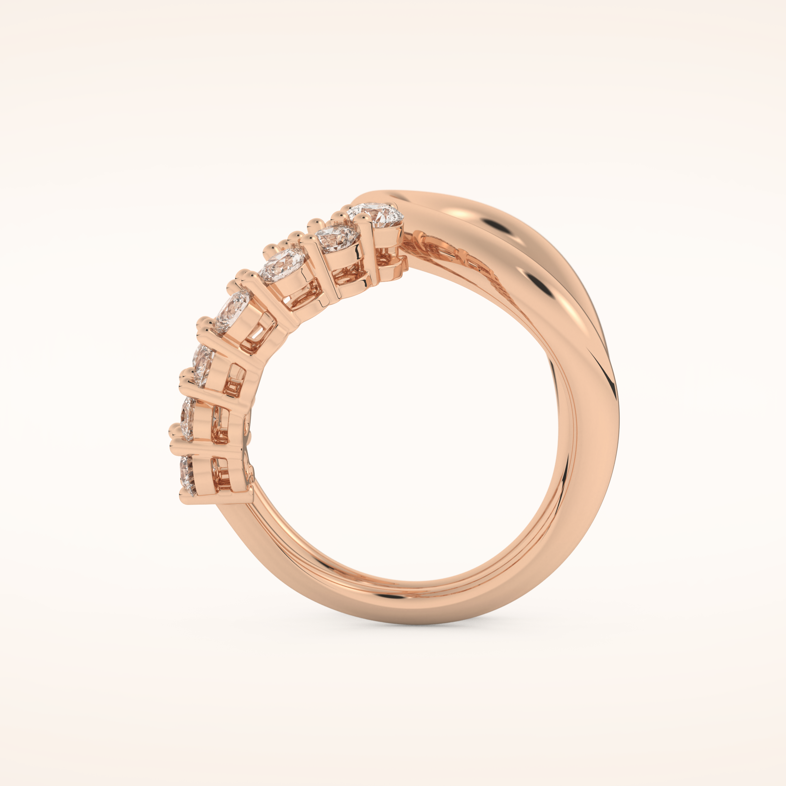 1.13 TCW Round Shaped Moissanite Multi Stone Curved Wedding Band