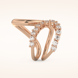 1.13 TCW Round Shaped Moissanite Multi Stone Curved Wedding Band