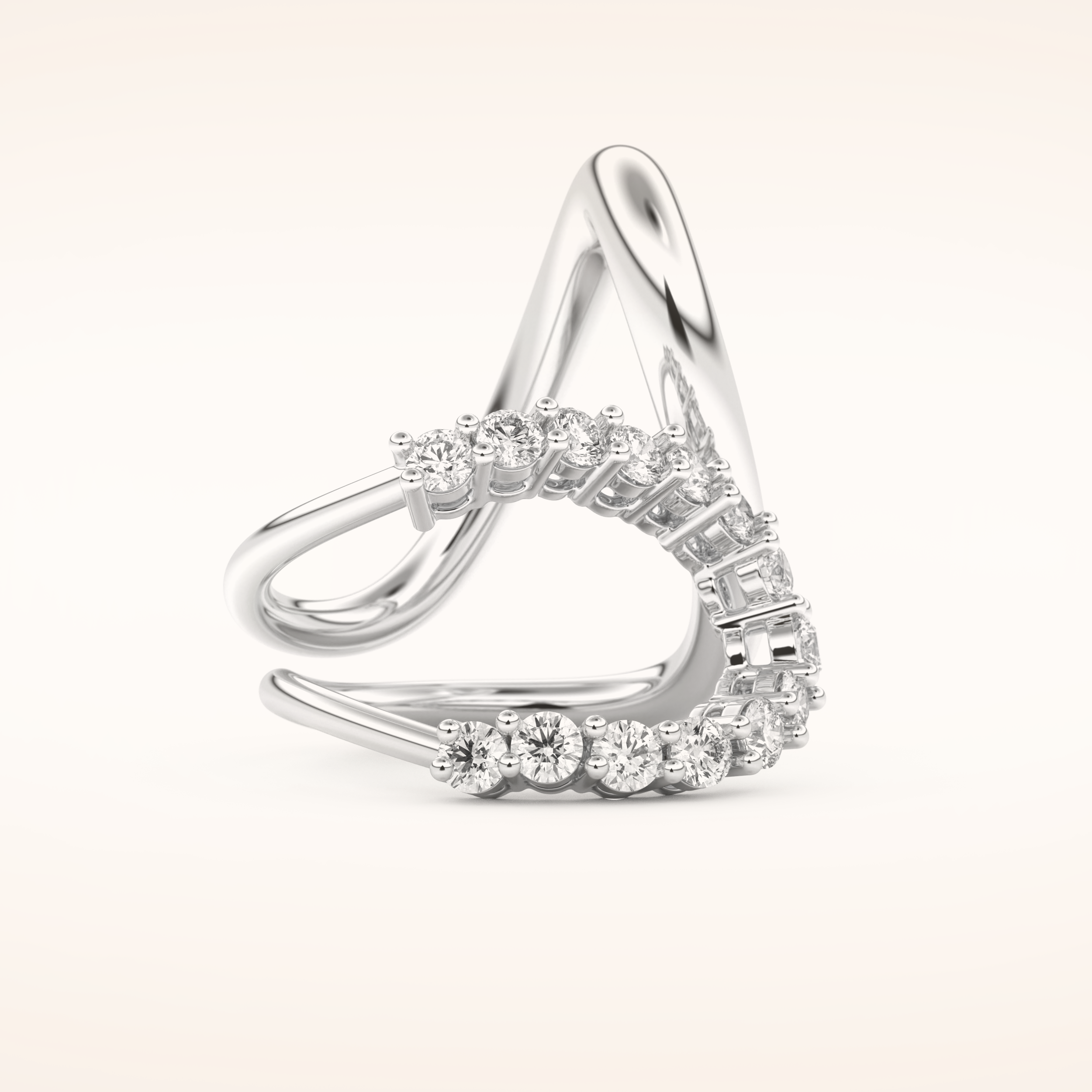 1.13 TCW Round Shaped Moissanite Multi Stone Curved Wedding Band
