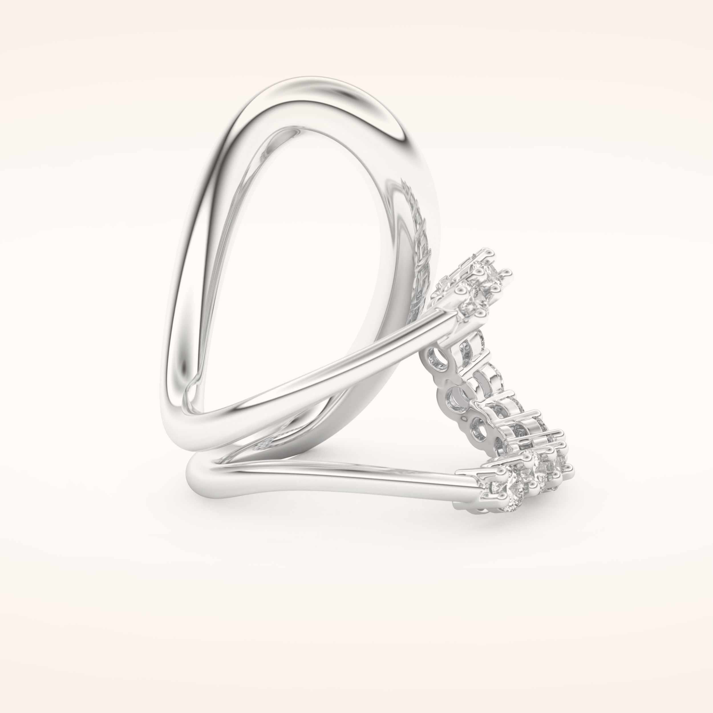 1.13 TCW Round Shaped Moissanite Multi Stone Curved Wedding Band