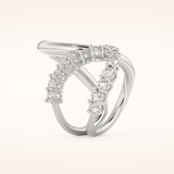 1.13 TCW Round Shaped Moissanite Multi Stone Curved Wedding Band