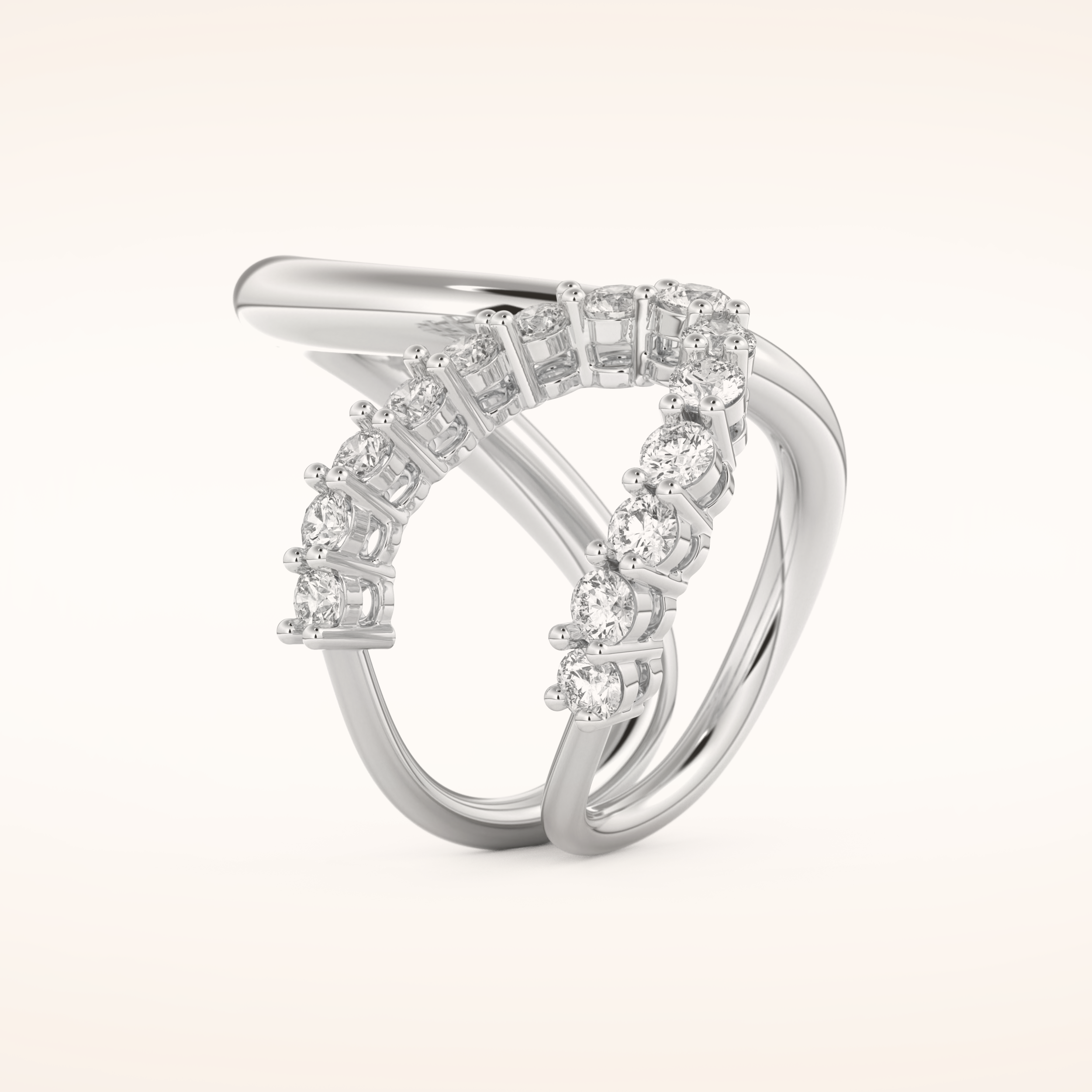 1.13 TCW Round Shaped Moissanite Multi Stone Curved Wedding Band