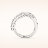 1.13 TCW Round Shaped Moissanite Multi Stone Curved Wedding Band