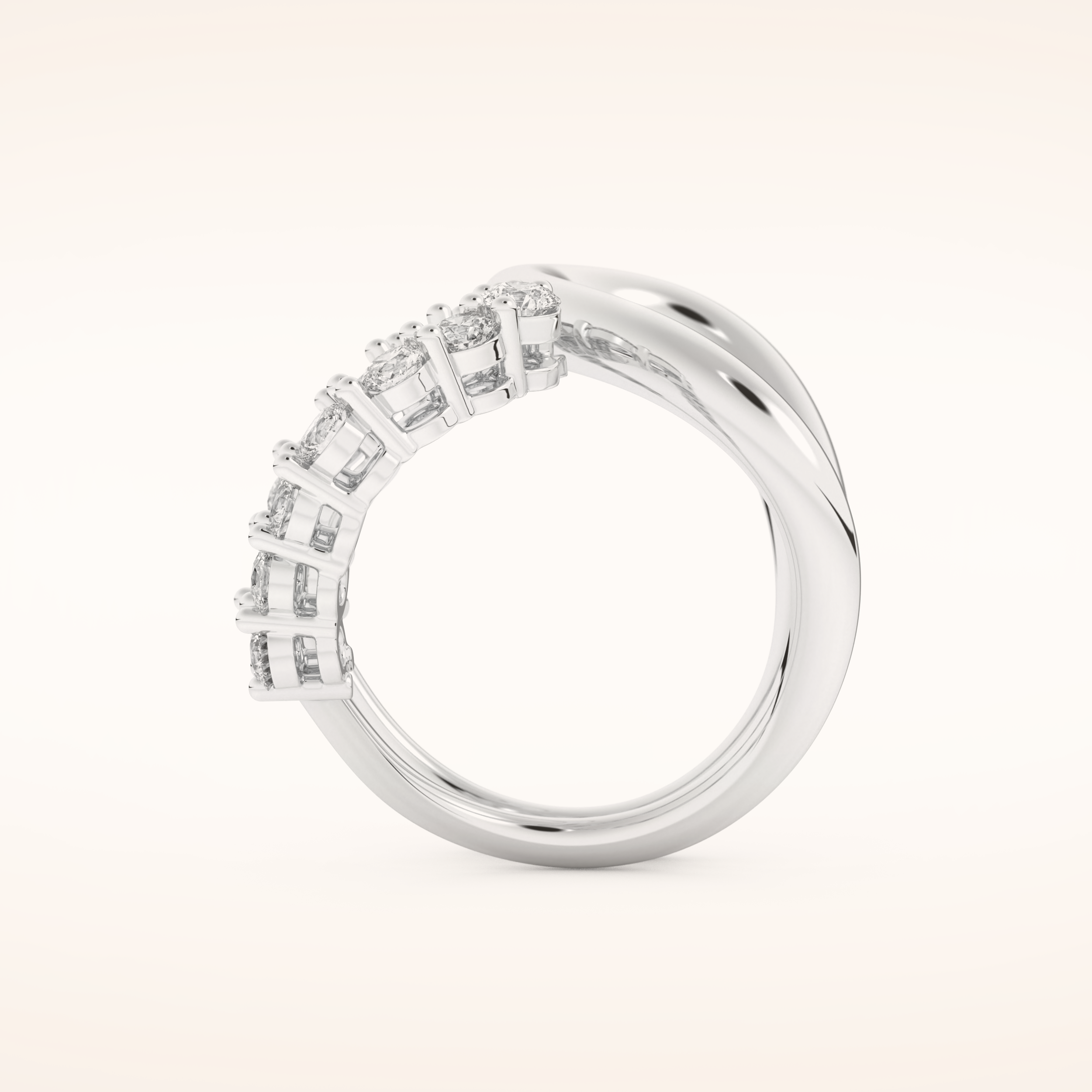 1.13 TCW Round Shaped Moissanite Multi Stone Curved Wedding Band