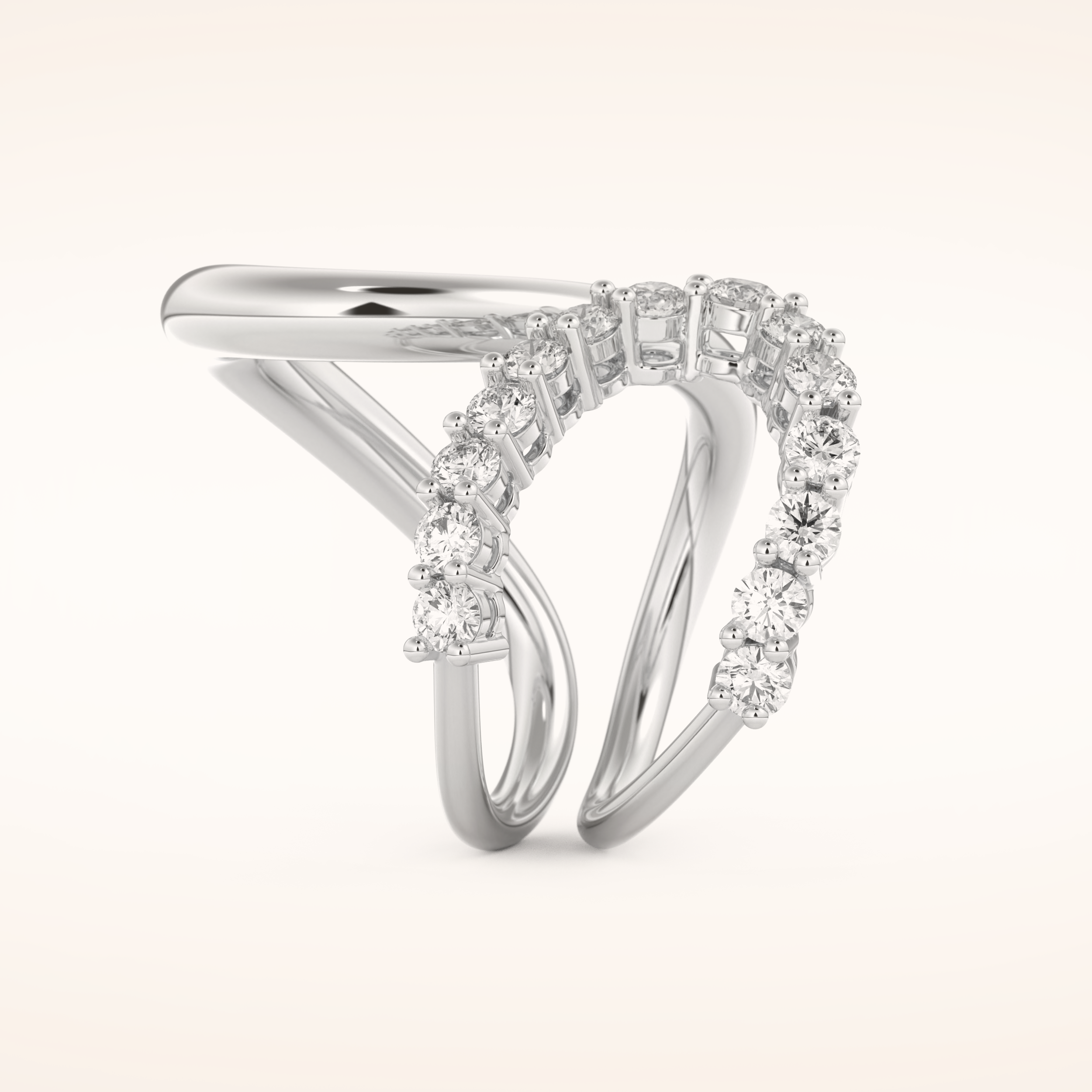 1.13 TCW Round Shaped Moissanite Multi Stone Curved Wedding Band