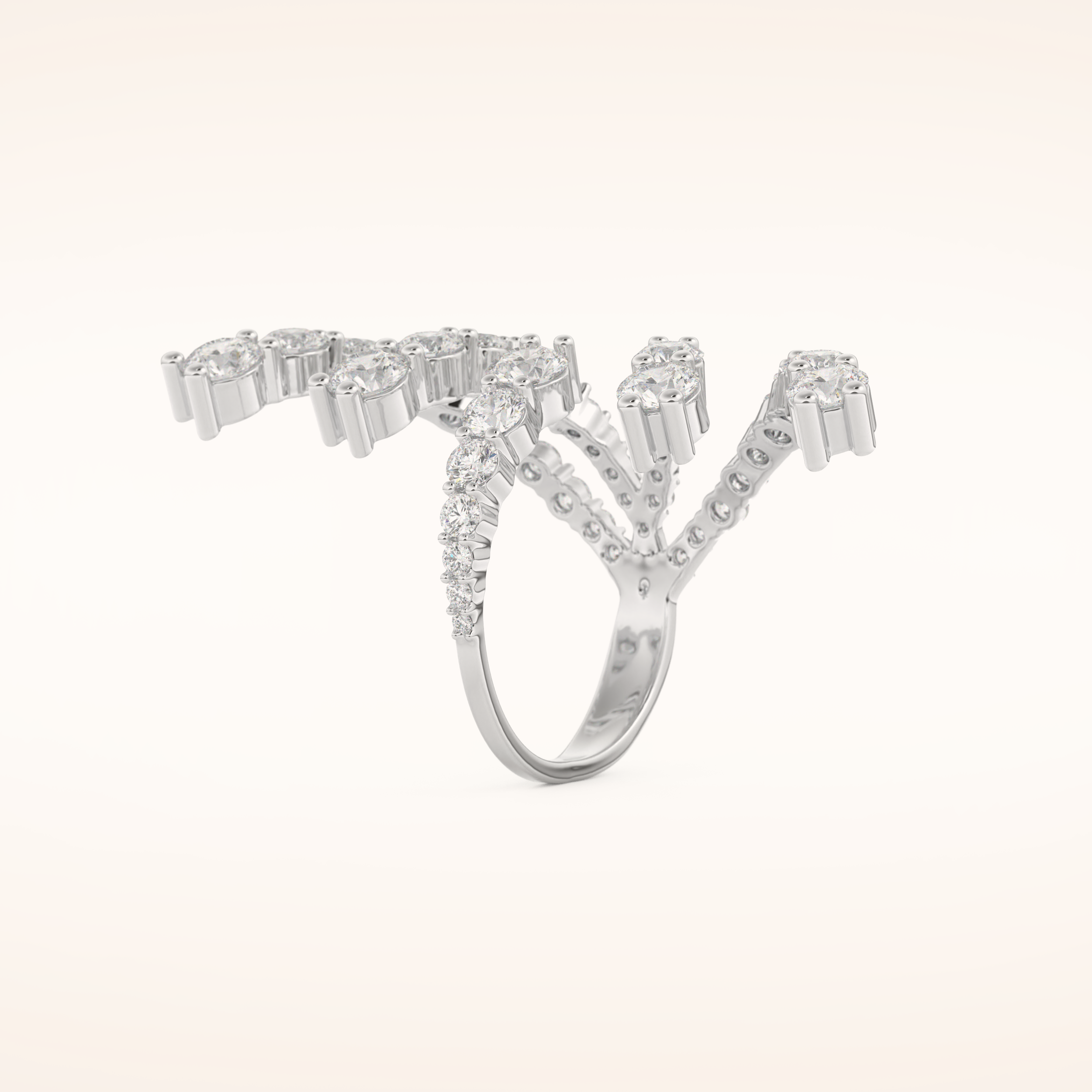 2.717 TCW Round Shaped Moissanite Multi Stone Floral Wedding Band