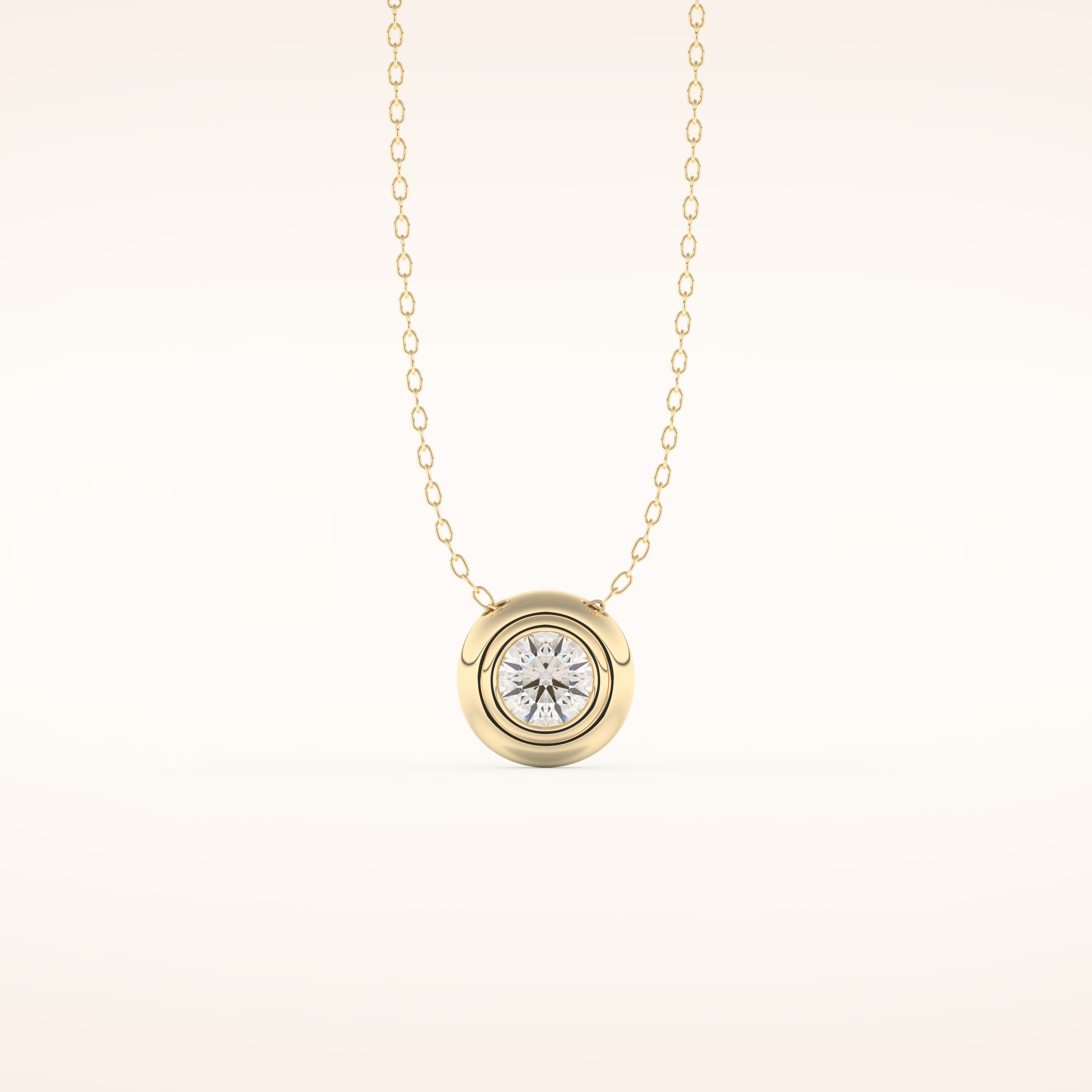0.28 TCW Round Cut Moissanite Bezel & Solitaire Necklace