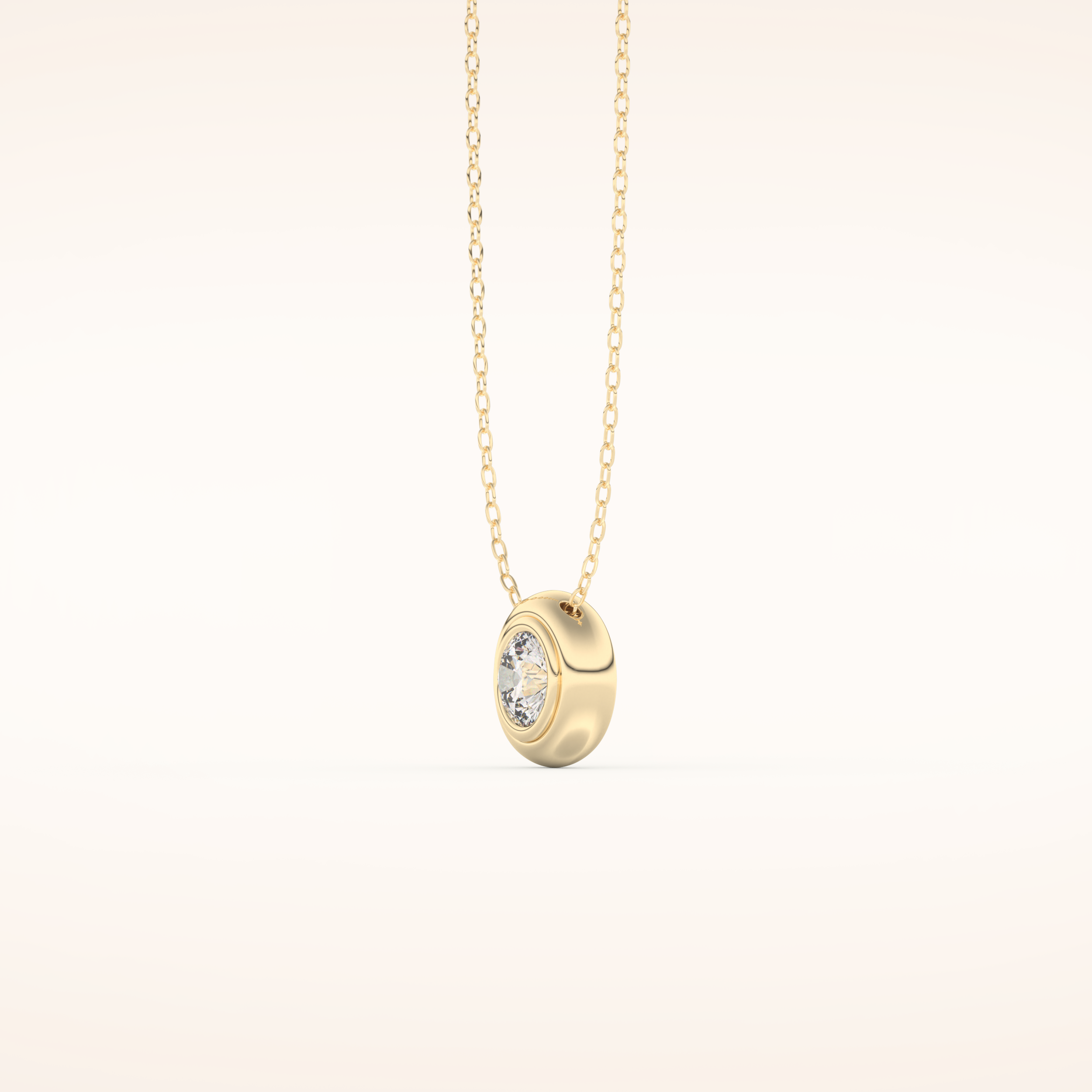 0.28 TCW Round Cut Moissanite Bezel & Solitaire Necklace