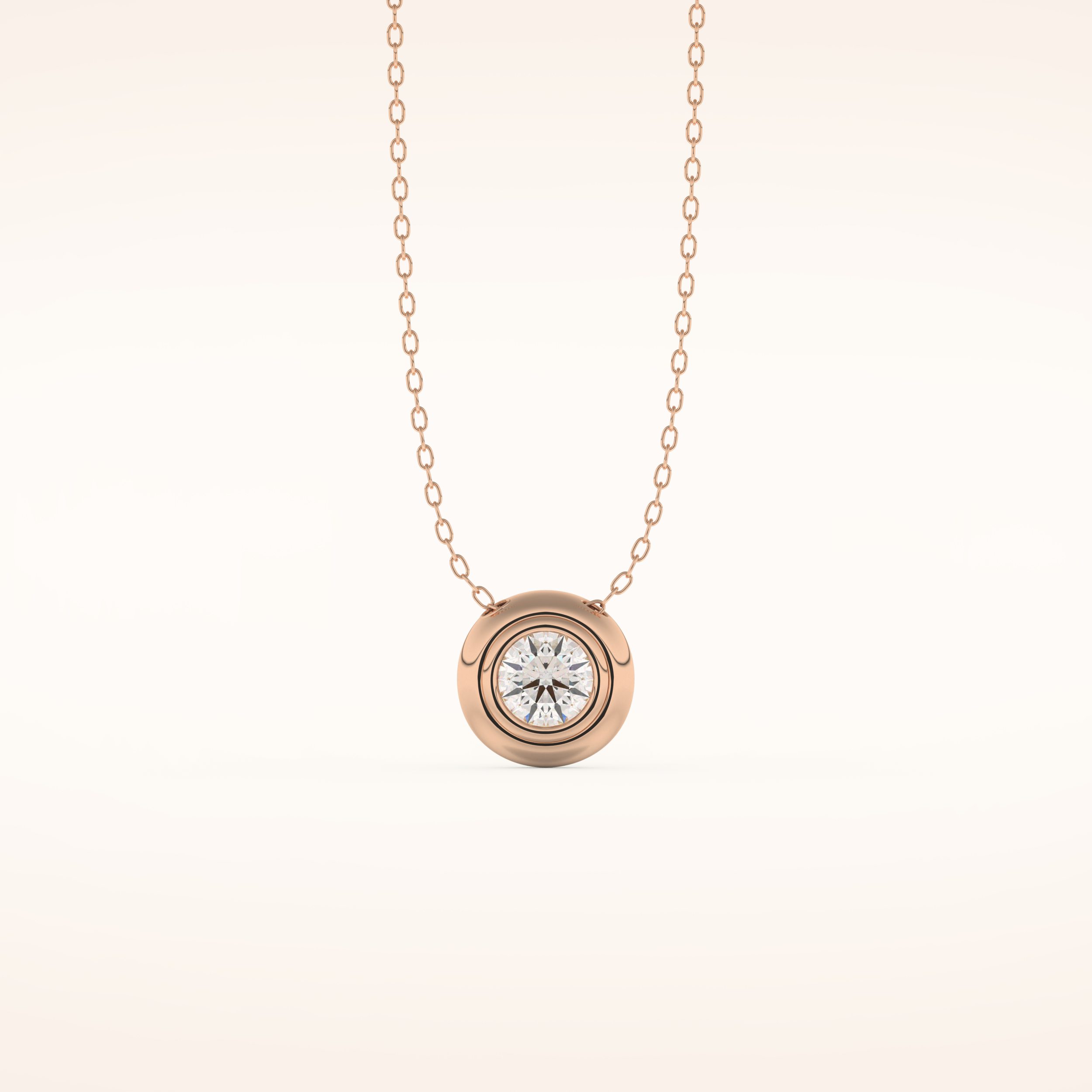 0.28 TCW Round Cut Moissanite Bezel & Solitaire Necklace