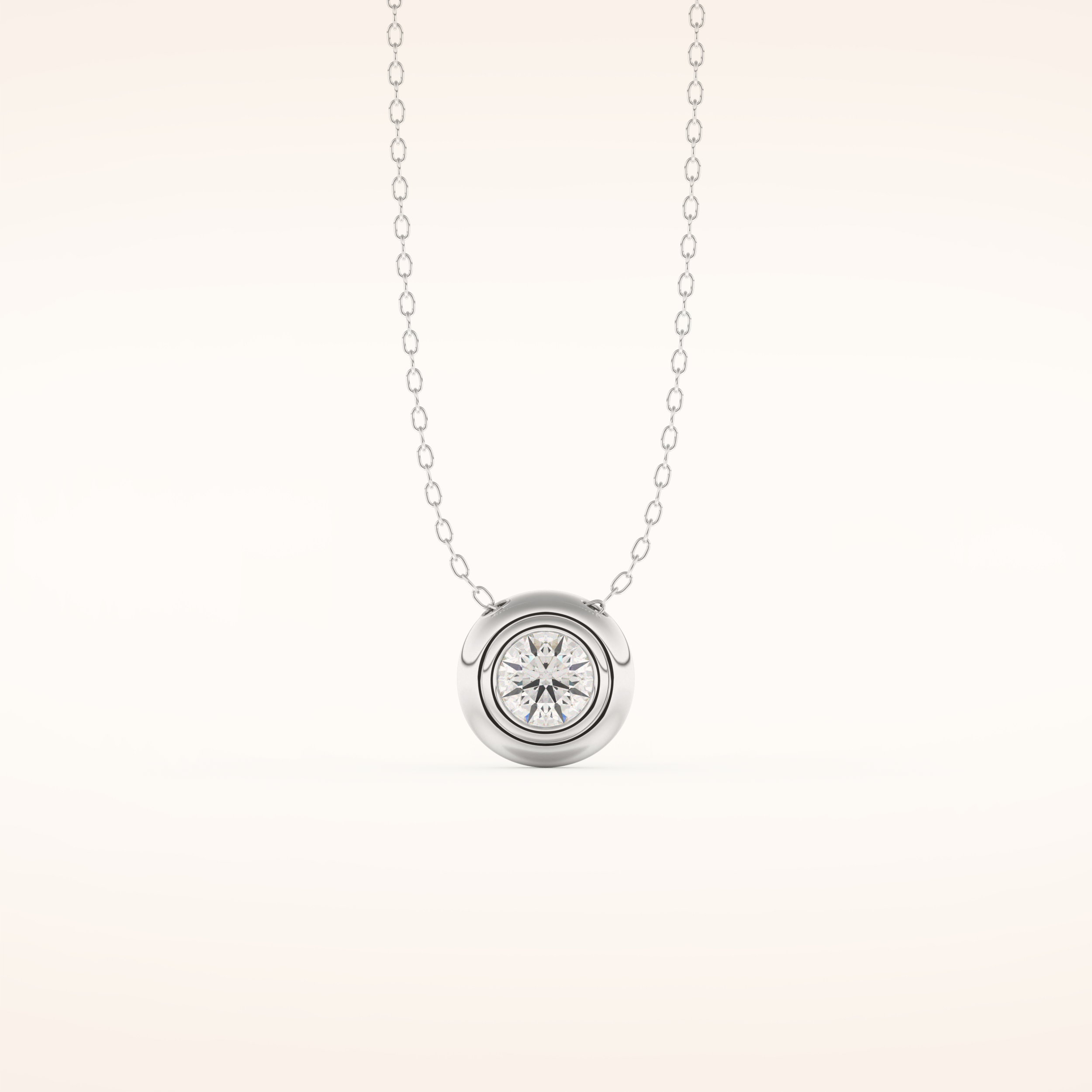 0.28 TCW Round Cut Moissanite Bezel & Solitaire Necklace