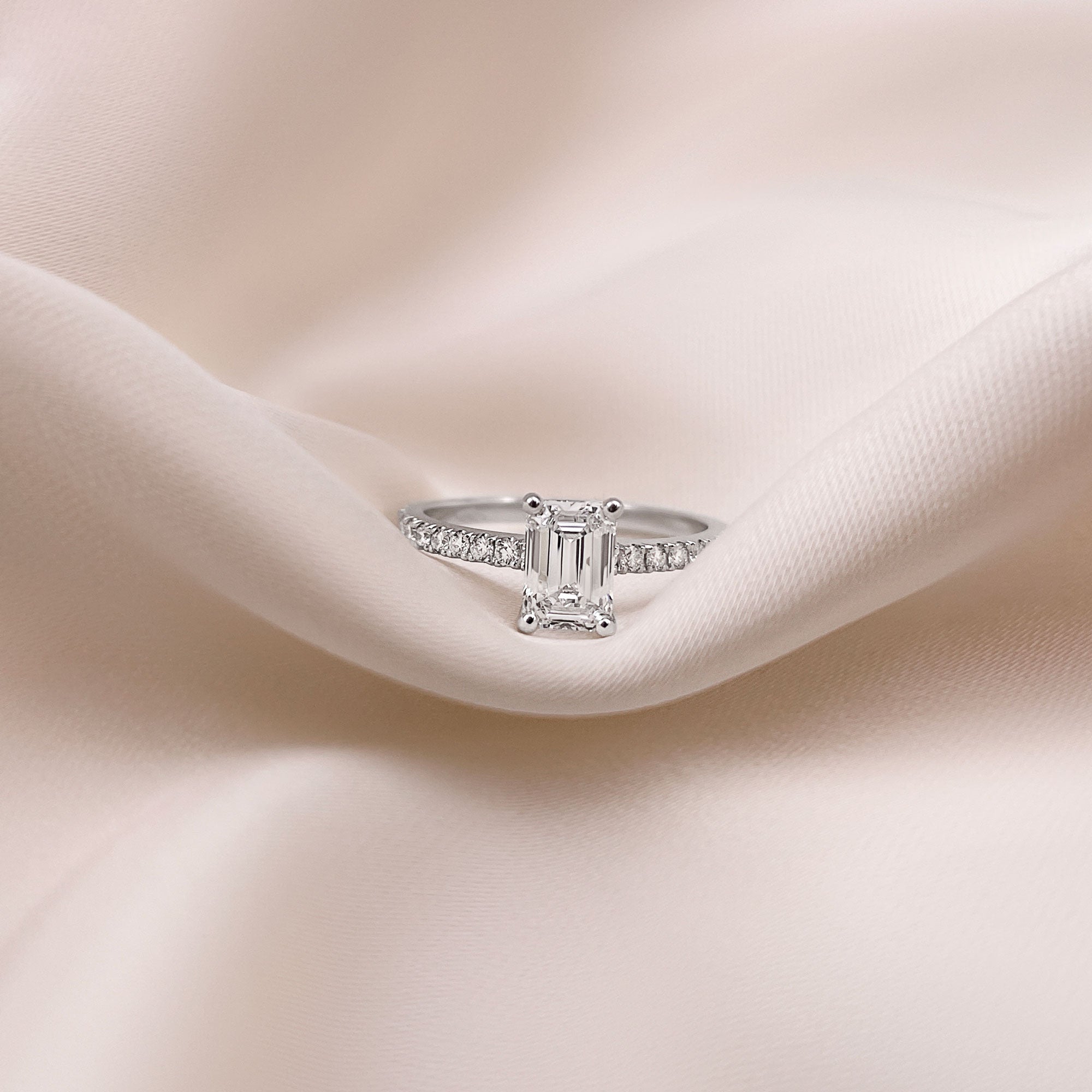 Emerald Pave Lab Grown Diamond Engagement Ring