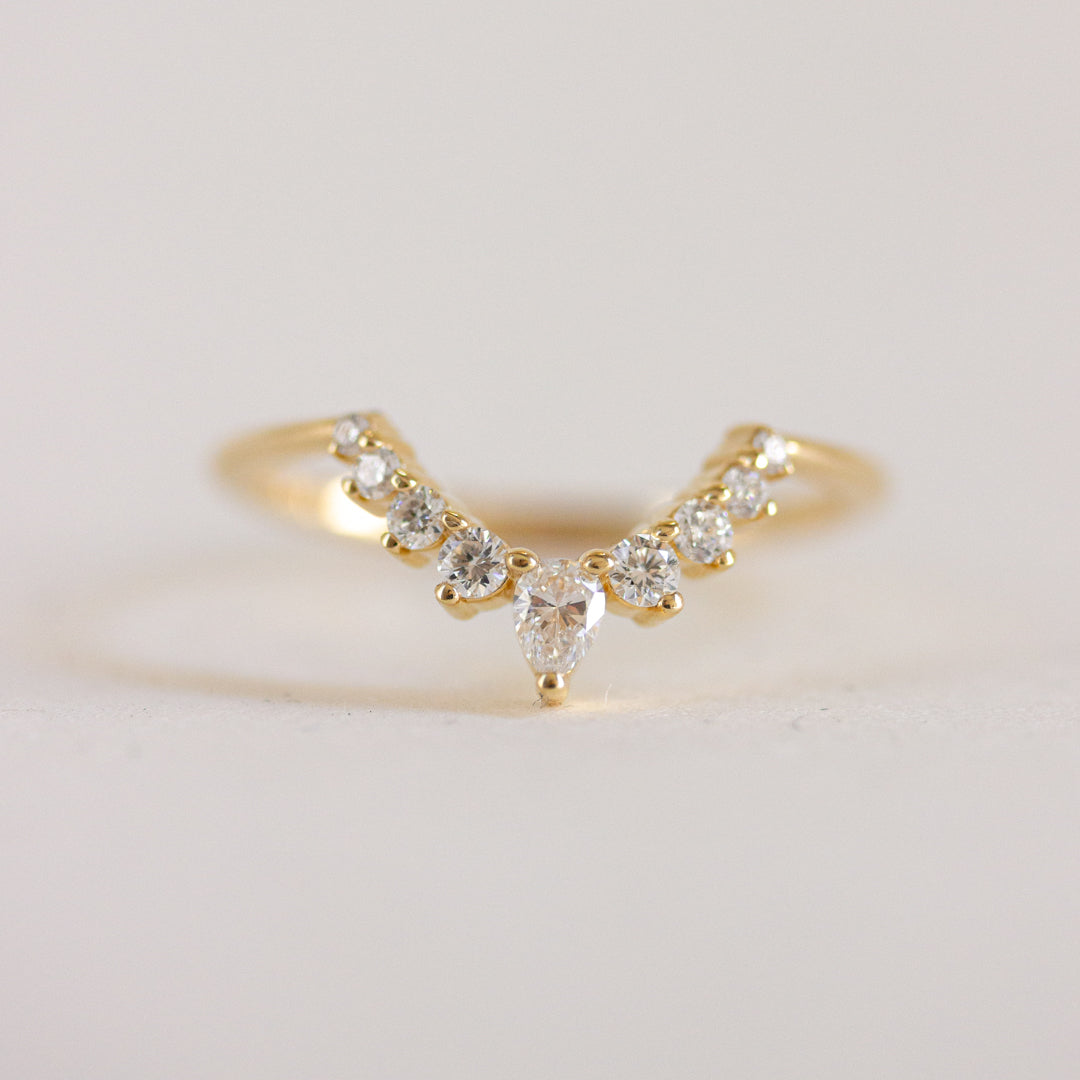 Half Eternity Wedding Band Featuring 0.22 TCW  Pear & Round  Moissanite 1