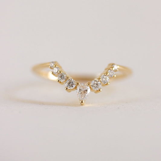 Half Eternity Wedding Band Featuring 0.22 TCW  Pear & Round  Moissanite 1