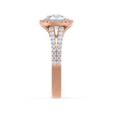 Round Halo & Pave Split Shank Lab Grown Diamond Engagement Ring