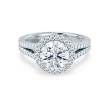 Round Halo, Pave & Split Shank  Lab Grown Diamond Engagement Ring